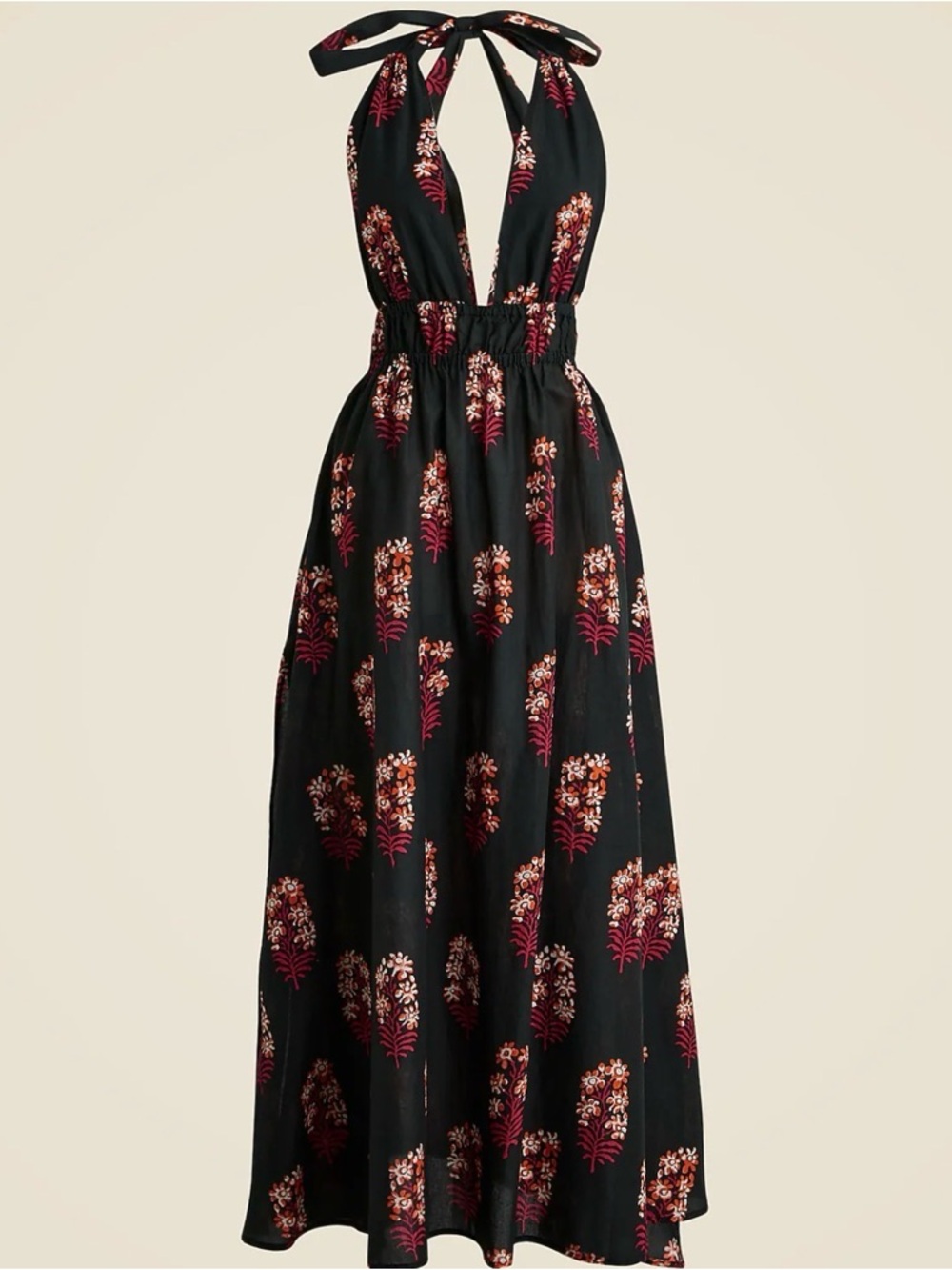 J.Crew Cocoa Halter-neck Cross-back Dress in Floral Cotton Voile
